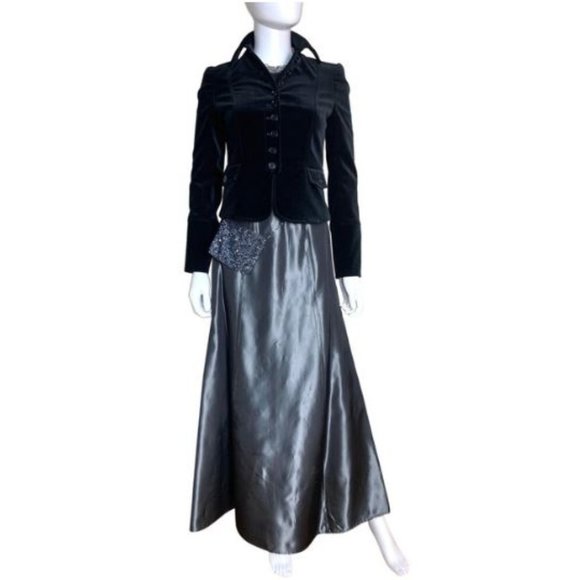 Gray satin full maxi skirt, 4 - Picture 4 of 16